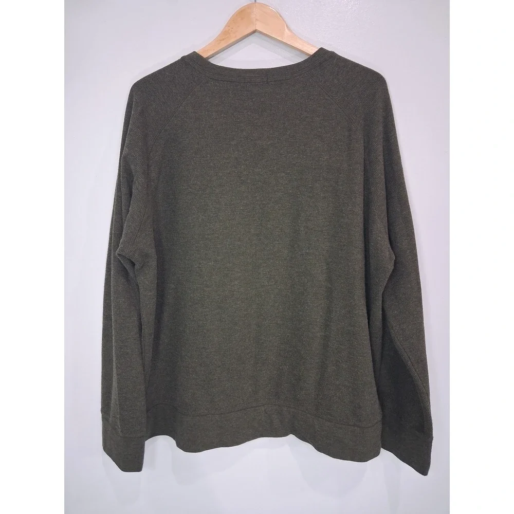 Banana Republic Mens XXL Olive Green Raglan Crewneck Sweatshirt Textured Knit